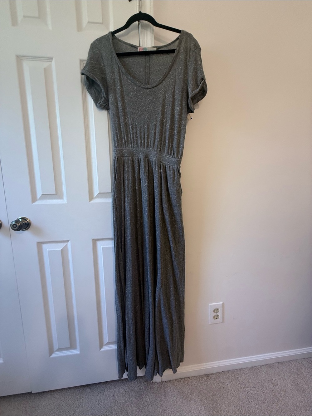 Free People Beach Andrina Maxi Dress Gray Open Back Short Sleeve size S